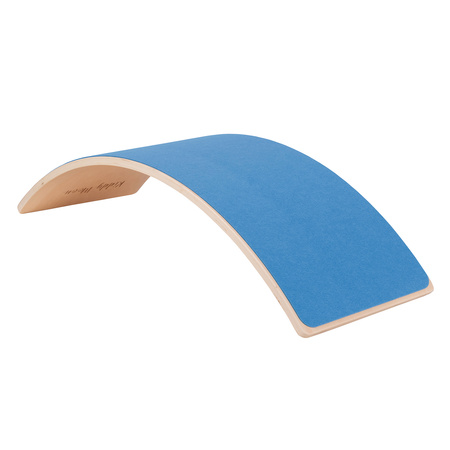 KiddyMoon Balance Board aus Holz für Kinder, Babys Montessori Spielzeug, Gleichgewicht, Balancieren Babys Holzspielzeug, Balancebrett Wackelbrett Gleichgewicht, Natürlich/Blau Filz, 83x29,5x1,7 cm/Filz