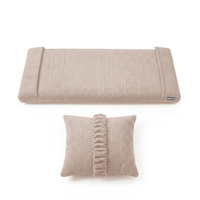 KiddyMoon Matratze mit Kissen für Balance Board Rippenstrick Bezug Waschbarer Bezug, dunkelbeige, Matratze/Kissen