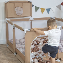 Laufstall mit Korb und Bällen Laufgitter für Kinder, beige, Keine Bälle