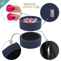 KiddyMoon Bällebad Bällepool mit bunten Bällen ∅ 7Cm  für Babys Kinder Rund, blau:hellgrün/gelb/türkis/orange/dunkelpink/violet, 90x30cm/200 Bälle