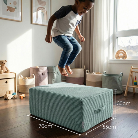 KiddyMoon Hüpfpolster für Kinder Hüpfmatratze Kindertrampolin für Zuhause Turnmatte Matratze zum Hüpfen Abnehmbarer Bezug Waschbar, Grün, Hüpfpolster