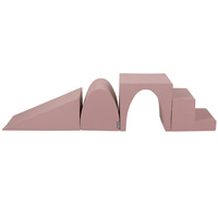 KiddyMoon Spielplatz aus Schaumstoff 4-teiliges Set Zwickel L/Hügel/Tunnel/Stüfchen, erikafarben, Multi-Größe