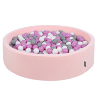 KiddyMoon Rund Bällebad Bällepool ∅ 7Cm Ballgruben Bunten Bällen Für Babys Spielbad Kleinkinder, Hergestellt in der EU, pink:grau-weiß-pink, 120x30cm/200 Bälle