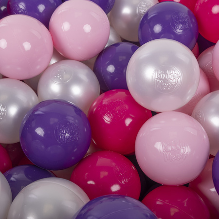 KiddyMoon Kinder Bälle für Bällebad Baby Spielbälle Plastikbälle ∅7cm Made in EU, puderrosa/perle/violett/dunkelpink, 200 Bälle/7cm