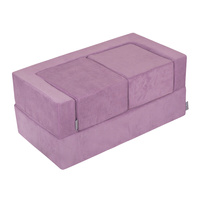 KiddyMoon Kindersofa mit Zwei Weichen Puffen Für Kinder Bequemes und Leichtes Schaumstoff-Sofa Gerippter Stoff Abnehmbarer Bezug Perfekt für Entspannung und Kreativität, violett, Sofa/Puff