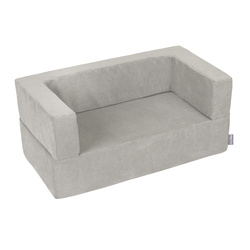 KiddyMoon Kindersofa und Bällen Für Kinder Weiches Schaumstoff-Sofa Leich Modulares Sofa Vielseitig Abnehmbarer Bezug Perfekt für Spiel Lernen und Entspannung, hellgrau: dunkeltürkis/pastellbeige/weiß/minze, Sofa + 100 Bälle