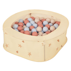 NK-200X Faltbarer Laufstall Bällepool für Kinder mit Bälle Pop-Up Laufgitter, hellbeige:pastellbeige/pastellblue/lachsfarbe, 100 Bälle