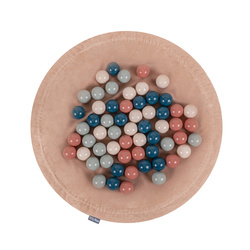 MW-105V-51 KiddyMoon Matte und Sack für Balle und Spielzeuge 2in1 mit Kordelzug, wüstenrosa: dunkeltürkis/pastellbeige/grüngrau/lachsfarben, XL/50 Bälle