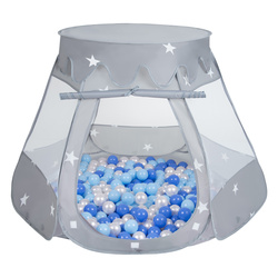 Baby Spielzelt Mit Plastikbällen Für Kinder Leicht und Kompakt ideal für Drinnen Und Draußen Fördert Sensorische Integration Schneller Aufbau, grau:babyblue/blau/perle, 600 Stück