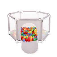 Sechseckiger Laufstall mit Bällen Laufgitter für Kinder, Grau:gelb/grün/blau/rot/orange, 200 Bälle