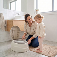KiddyMoon Töpfchen für Kinder 3in1 mit Tritthocker Abschließbarer Deckel, Beige, UNI