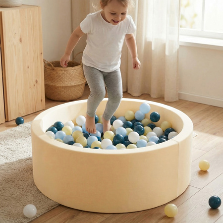 KiddyMoon Bällebad Bällepool mit bunten Bällen ∅ 7Cm für Babys Kinder Rund, Gelb, 90 x 30 cm 300 Bälle