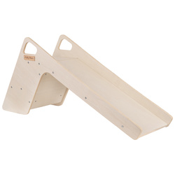 KiddyMoon Rutsche / Sitz 2in1 aus Holz für Kleinkinder, Freistehende Rutsche SC-002, natürlich, Groß