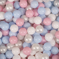 KiddyMoon Spielplatz Aus Schaumstoff Für Kinder mit Bälle Waschbare Bezug, violett: pastellblau/perle/puderrosa/weiß, Bällebad (200 Bälle) + Stüfchen