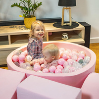 KiddyMoon Spielplatz aus Schaumstoff mit Bällebad und Bälle Hindernisläufen, pink:pastellbeige/puderrosa/perle, Bällebad (300 Bälle) + Version 6