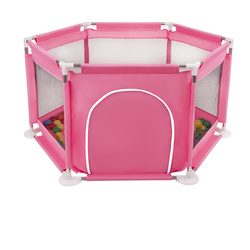 Sechseckiger Laufstall mit Bällen Laufgitter für Kinder, Rosa:gelb/grün/blau/rot/orange, 200 Bälle