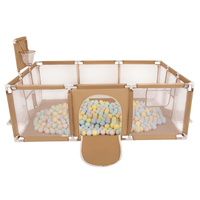 Laufstall Baby Großer Spielplatz mit Bällen Laufgitter für Kinder, beige:pastellbeige/pastellblau/pastellgelb/minze, 100 Bälle