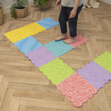 KiddyMoon Sensorik-Puzzlematte für Kinder Therapiematte, Mehrfarbig, 9 Stücke