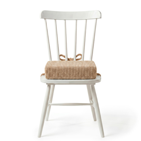 KiddyMoon Sitzerhöhung Für Kinder, Sitzkissen Für Kinderstuhl Mit 10 Cm Höhe, Waschbarem Bezug Und Bindebändern, beige, 33x33x10