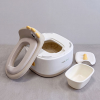 KiddyMoon Töpfchen für Kinder 3in1 mit Toilettensitz und Tritthocker, Beige, UNI