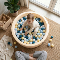 KiddyMoon Bällebad Bällepool mit bunten Bällen ∅ 7Cm für Babys Kinder Rund, Gelb, 90 x 30 cm 200 Bälle