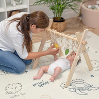 KiddyMoon Babymatte Zweiseitige Krabbelmatte Schaumstoffmatte Für Kinder Kindermatte Kindgerechte Muster Spielplatz Entwicklung Sicherer Und Bequemer Ideal Für Drinnen Und Draußen, Braun-Meer, 180x200x1,5cm