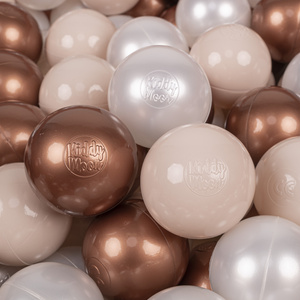 KiddyMoon Kinder Bälle für Bällebad Baby Spielbälle Plastikbälle ∅7cm Made in EU, pastellbeige/kupferrot/perle, 50 Bälle/7cm