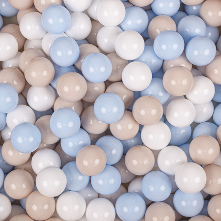 Klappbares Bällebad Polyester mit Bällen Kinder, hellbeige:Pastellbeige/Pastellblau/Weiß, 100 Bälle