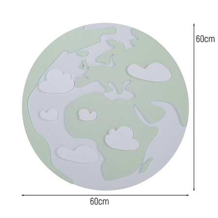 KiddyMoon Wanddekor 3D Wandskulpturen Kinderzimmer Akccessoire Für Kinder Wanddeko, Erde: Grün/Grau, UNI