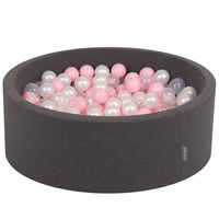 KiddyMoon Bällebad Bällepool mit bunten Bällen ∅ 7Cm  für Babys Kinder Rund, Dunkelgrau, 90 x 30 cm 200 Bälle