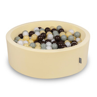 KiddyMoon Bällebad Bällepool mit bunten Bällen ∅ 7Cm  für Babys Kinder Rund, Gelb, 90 x 30 cm 200 Bälle