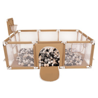 Laufstall Baby Großer Spielplatz mit Bällen Laufgitter für Kinder, beige:pastellbeige/grau/weiß/schwarz, 400 Bällen