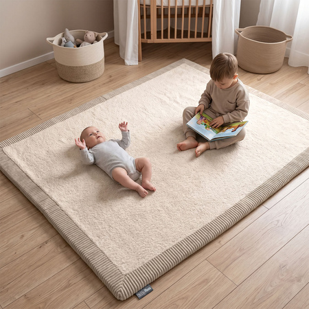 KiddyMoon Weiche Spielmatte für Kinder, rutschfest, rechteckig, Beige