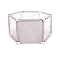 Sechseckiger Laufstall mit Bällen Laufgitter für Kinder, Grau:perle/grau/transparent/puderrosa, 400 Bälle