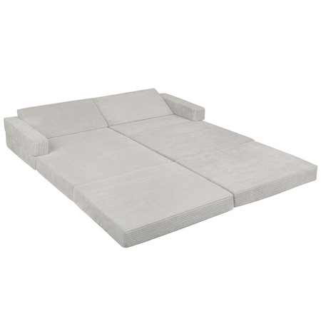 KiddyMoon Kindersofa aus Schaumstoff, Spielsofa für Kinder, Kindersessel, Sofa fürs Kinderzimmer, Kindercouch, Faltmatratze, hellgrau, Kindersofa