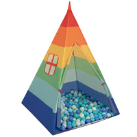 Tipi Spielzelt mit Bälle Indianerzelt für Kinder Kinderzimmer Zelt, mehrfarbig:mint/babyblau/türkis/blau, 200 Bälle