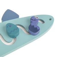 KiddyMoon Busy Board Montessori Motorikbrett Kinder Holz Dinosaurierform Lernspiel, dunkelblau, Einheitsgröße