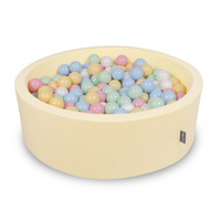 KiddyMoon Bällebad Bällepool mit bunten Bällen ∅ 7Cm  für Babys Kinder Rund, Gelb, 90 x 30 cm 200 Bälle
