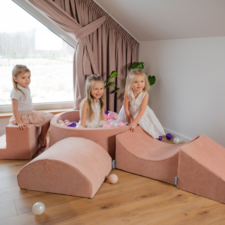 KiddyMoon Spielplatz Velvet Aus Schaumstoff Für Babys Hindernisläufen, Hergestellt In Der EU, waldgrün, Fass/Nackenrolle