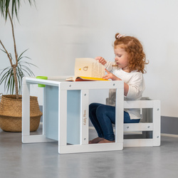 KiddyMoon Kindertisch mit Stuhl Schreibtisch TC-002, weiß