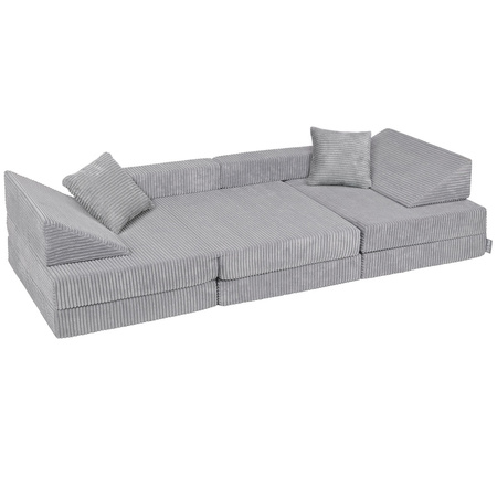 KiddyMoon Kindersofa aus Schaumstoff, Spielsofa für Kinder, Kindersessel, Sofa fürs Kinderzimmer, Kindercouch, Faltmatratze, dunkelgrau, Kindersofa mit 2 Kissen