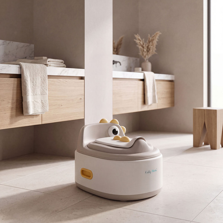 KiddyMoon Töpfchen für Kinder 3in1 mit Toilettensitz und Tritthocker, Beige, UNI