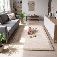 KiddyMoon Weiche Spielmatte für Kinder, rutschfest, rechteckig, Beige