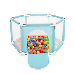 Sechseckiger Laufstall mit Bällen Laufgitter für Kinder, Minze:gelb/grün/blau/rot/orange, 200 Bälle