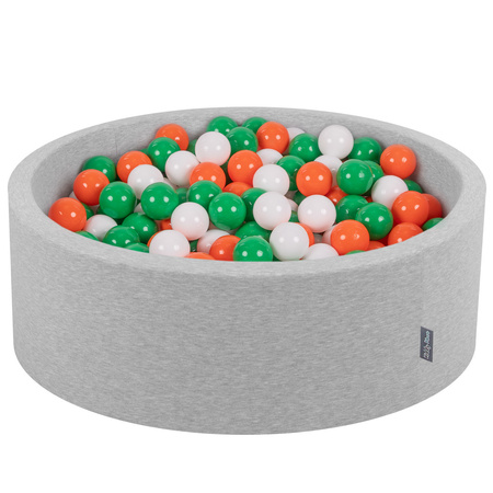 KiddyMoon Bällebad Bällepool mit bunten Bällen ∅ 7Cm  für Babys Kinder Rund, Hellgrau, 90 x 30 cm 300 Bälle
