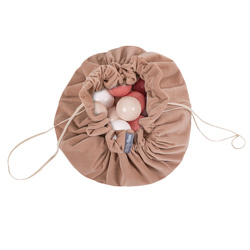 MW-105V-51 KiddyMoon Matte und Sack für Balle und Spielzeuge 2in1 mit Kordelzug, wüstenrosa: pastellbeige/lachsfarben/weiß, XL/50 Bälle
