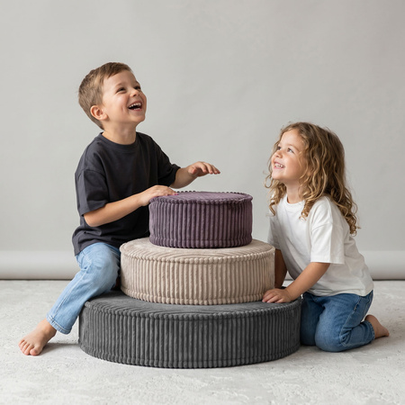 KiddyMoon 3-Teilige Schaumstoff Elements für Kinder Kinderzimmer-Accessoire, fioletowy-beżowy-ciemnoszary