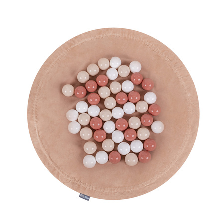 MW-105V-51 KiddyMoon Matte und Sack für Balle und Spielzeuge 2in1 mit Kordelzug, wüstenrosa: pastellbeige/lachsfarben/weiß, XL/100 Bälle