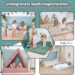 KiddyMoon Kindersofa Aufklappen aus Schaumstoff Spielsofa für Kinder Schlafsofa Kindersessel Kinder Couch Kinder Sofa für Kinderzimmer Kindercouch Faltmatratze Matratzen, Violett, 140x55x30 cm