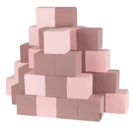 KiddyMoon Weiche Bausteine aus Schaumstoff für Kinder, Blöcke: erikafarben-pink, 48 Stücke